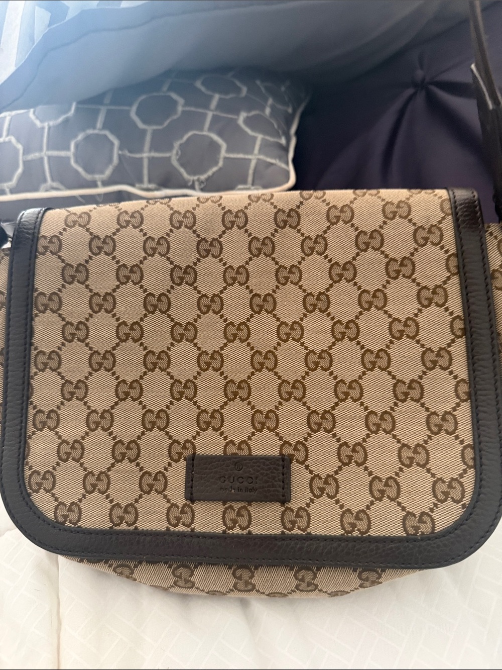 Gucci Beige & Brown GG Canvas Crossbody Shoulder Bag